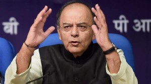New Delhi : Union Minister for Finance, Defence and Corporate Affairs, Arun Jaitley addresses a Press Conference on 3 years achievements of NDA Government in New Delhi on Thursday.PTI Photo by Subhav Shukla(PTI6_1_2017_000038A) *** Local Caption *** 3 Years