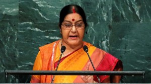 India's Minister of External Affairs Sushma Swaraj addresses the United Nations General Assembly in New York